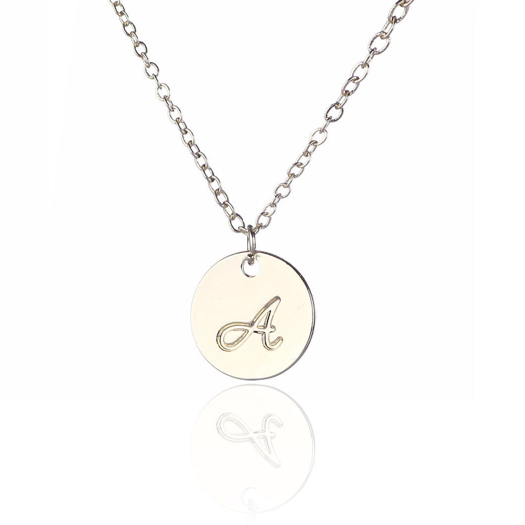 AOLOSHOW alloy initial a disc necklace