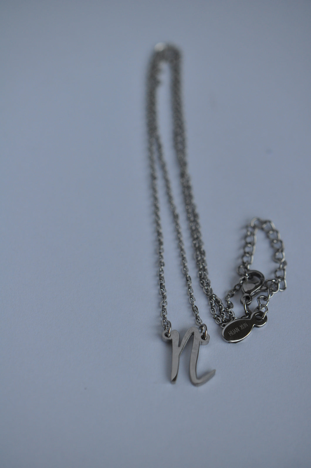 HUAN XUN Stainless Steel Initial Pendant Necklace with Initial Letter N