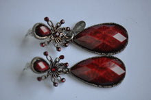 Load image into Gallery viewer, HUAN XUN Zinc Alloy with Red Acrylic Stones Fashion Earrings
