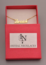 Load image into Gallery viewer, Initial Necklaces with Name Derrick in Gold Color

