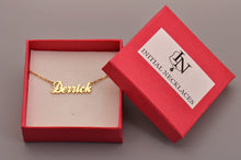 Load image into Gallery viewer, Initial Necklaces with Name Derrick in Gold Color
